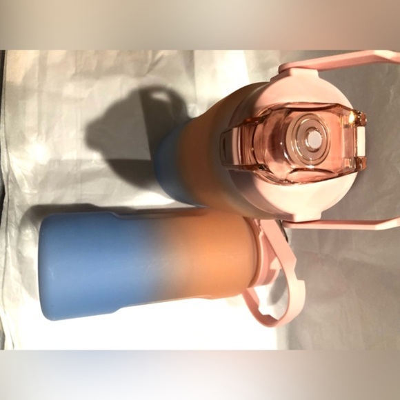 Green purple ombre motivational words time to drink reusable sports water bottle - Picture 11 of 11